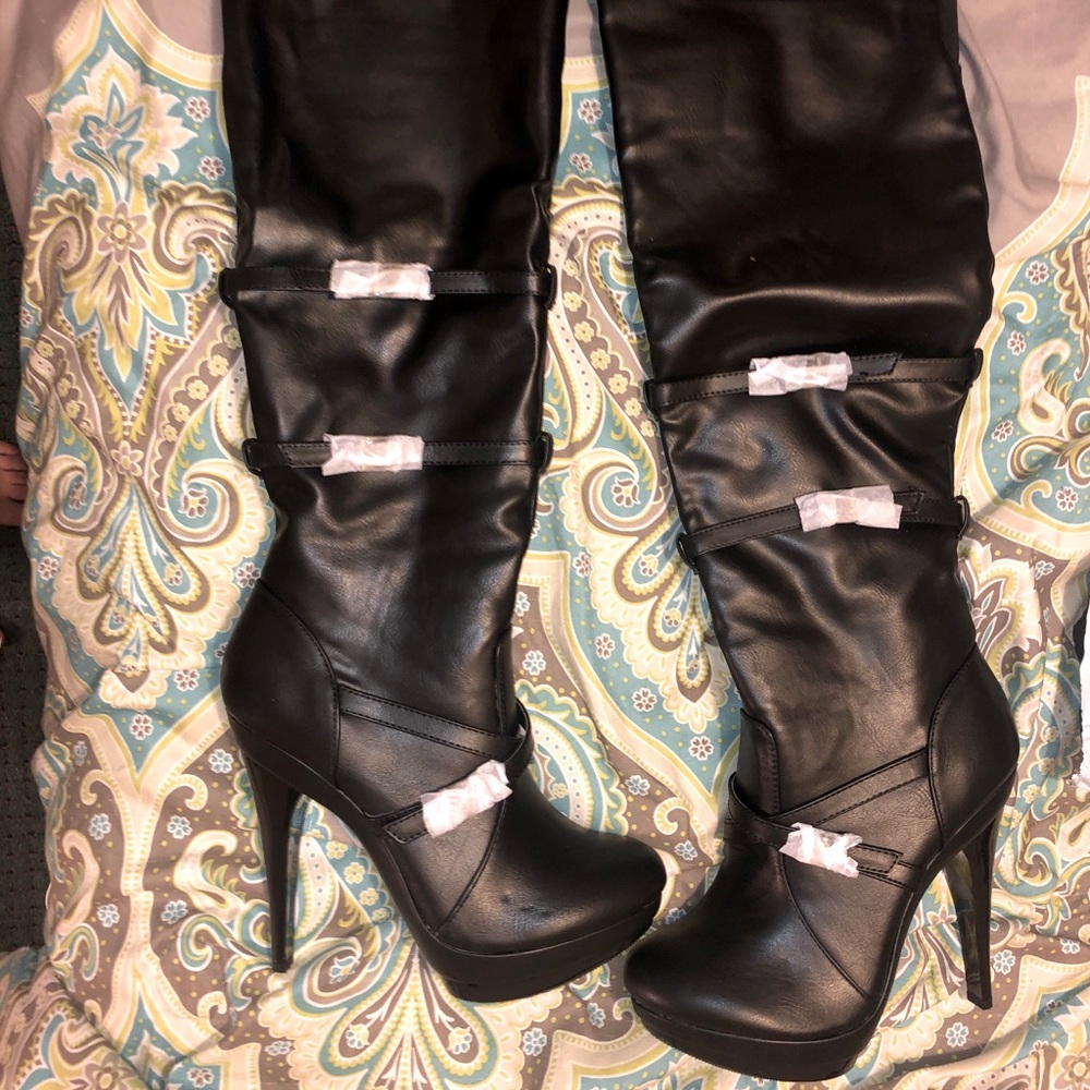 Black knee high boots